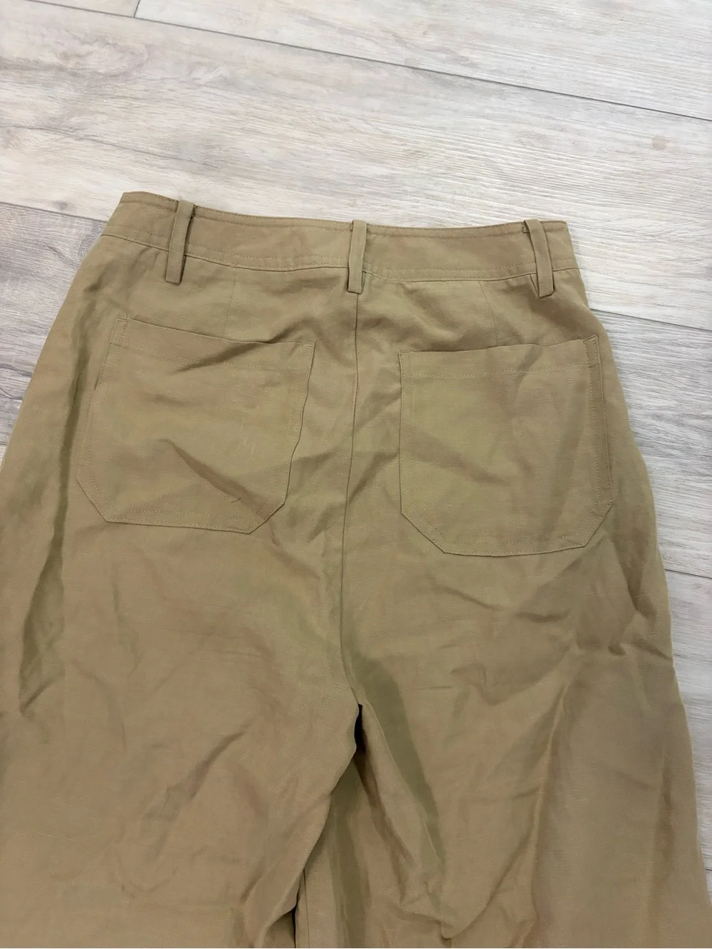 ZARA Linen Blend Wide Leg Utility Pants XS Camel